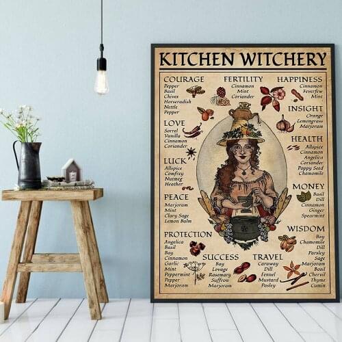 Kitchen Witchery Woman Posters and Prints Decoration Canvas Wall Pictures Witches Magic Knowledge Art Painting Gifts Home Decor