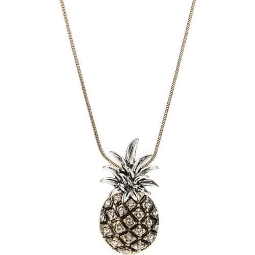 Lureme Shiny Strass Handcrafted Charm Pineapple Necklace Pendant Fruit Jewerly for Women Fashion Pendant Necklaces (nl005480)