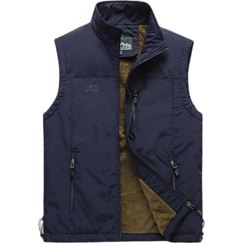 Trendy Military Army Style Vest Men Casual Waistcoat Autumn Winter Warm Fleece Vest Men Clothing