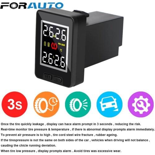 Temperature Real-time Monitoring Waterproof Tire Pressure Monitor System Save Fuel 4Pcs External Internal Sensor Car TPMS