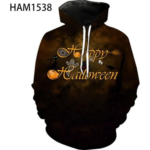 Halloween mens Hoodie 2021 summer new childrens 3D cartoon print Street cool Sweatshirt fashion leisure sports Pullover