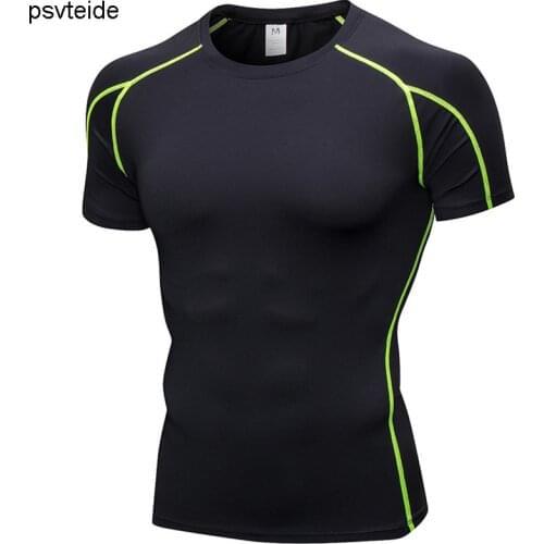 Mens Sport T-shirts BodyBuilding T Shirt Short Sleeve T shirts Running T-Shirt Sportsman Tshirts Workout Compression Base Layer