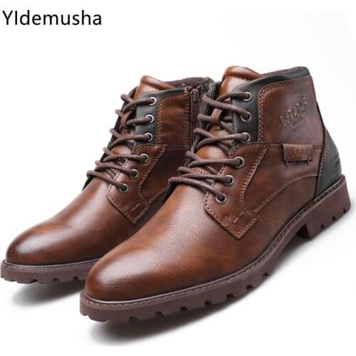 Men Snow Boots 2021 Autumn Winter Fashion Shoes Mens Boots Men Casual Boots Luxury PU Leather Men Shoes Comfy Botas Hombre