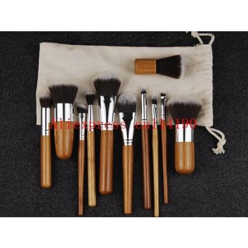 Brand new 11pcs/set Makeup Brushes Set Soft Synthetic Hair Cosmetic Make Up Bamboo Brush Kit pincel maquia
