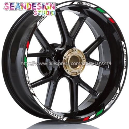 For Crose Monster 821 Multistrada MTS 950 Streetfighter Hypermotard Motorcycle Wheel Sticker Decal Reflective Rim Bike Suitable