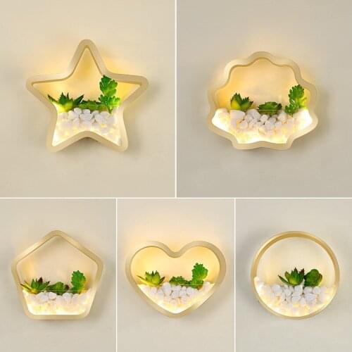 Nordic Plant Wall Lamp for Home Modern Living Room Background Wall Decoration Lighting Creative Bedroom Room LED Wall Lights