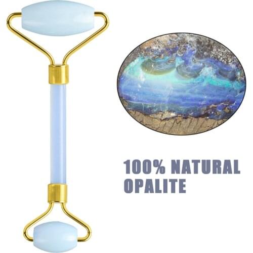 Natural Opal Jade Roller Real Opalite Face Massager Facial Massage Roller Face Slimming Tool Cold Therapy Facial Lifting Massage