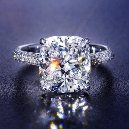 2020 New Luxury AAA Shine Square White Zircon Wedding Rings For Women Silver Color Female Bride Jewelry Valentine Party Gifts