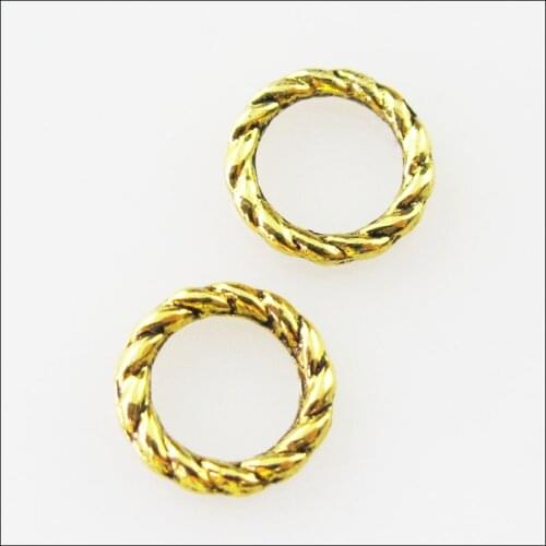 New 180Pcs Antiqued Gold Color Round Circle Spacer Beads Charms 8mm
