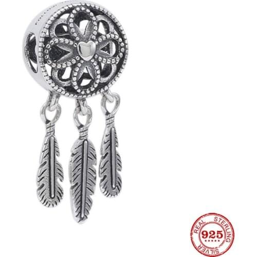 New Original silver color dreamcatcher bead charm fit european pandora charms bracelet bangles diy jewelry P024