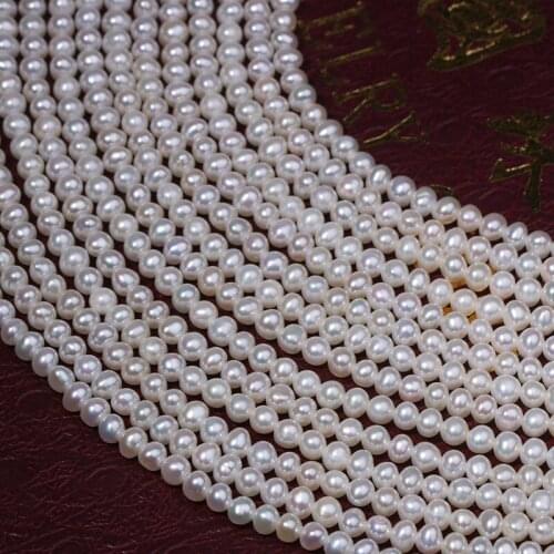 Freshwater Pearl Necklaces Round Shape Beads with Size 3-3.5mm Perfect Luster for Jewelry DIY Loose Pearl Strands Necklace