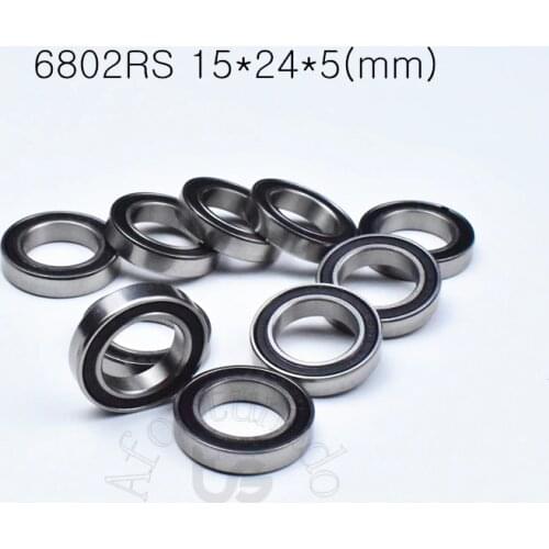 6802RS 15*24*5(mm) 10pieces free shipping bearing ABEC-5 61802 Rubber sealed bearing Thin wall bearing Bicycle bearing