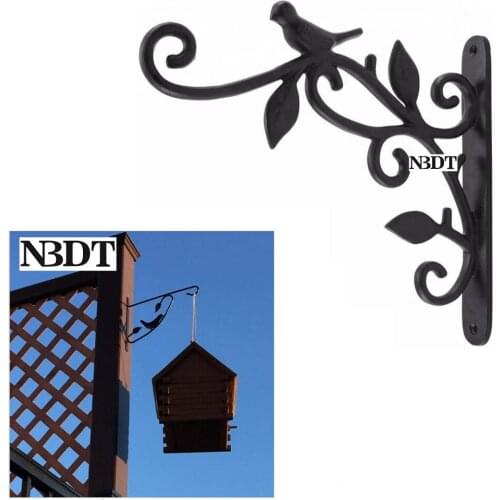 2Pcs/Lot Black Wall Hanging Planter Bracket Hook Flower Basket Bird Feeder Wind Chimes Lanterns Patio Lawn Garden Outdoor Porch