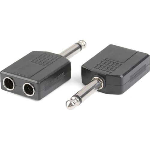 2pcs Mono 1/4" Y Splitter Audio Adapter 6.35 Male Jack to 2 Female 6.35 NEW free shipping