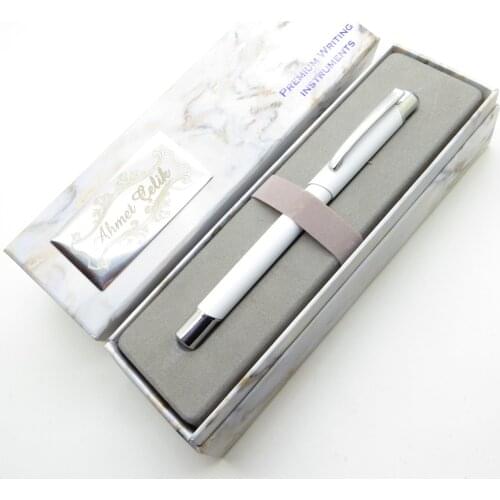Wings Marble R209 White Chrome Roller Pen | İsme Special Pen | Gift Pen