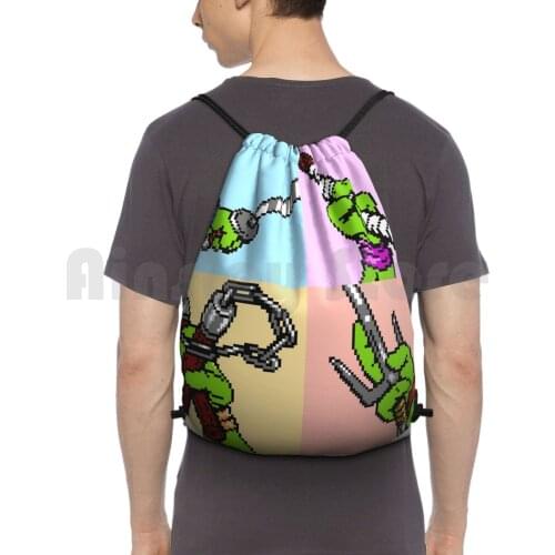 Backpack Drawstring Bags Gym Bag Waterproof Video Games Pixelart Pixel Art Sprite Sprites Retro Classic Vintage Game
