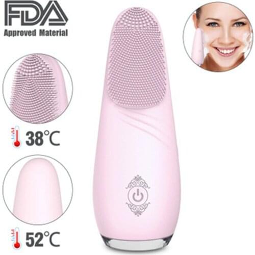 2020New wireless charging silicone electric cleansing instrument warming deep cleaning pores multifunctional face brush massager