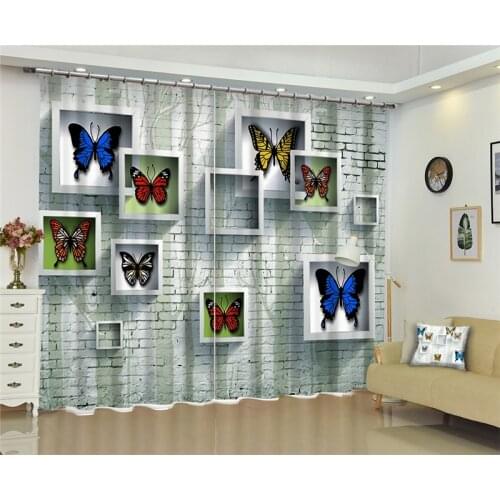 2017 New Curtains for Windows Drapes European Modern Butterfly 3D shade curtain for living room bedroom