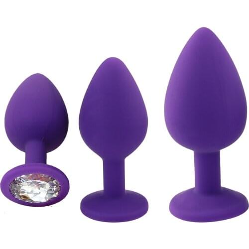 3Pcs/set Silicone Anal Butt Plug Unisex Dilator Jeweled Trainer Sex Stopper For Couples