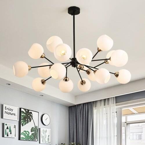 Modern Chandeliers for Living Room Bedroom Home Decoration Indoor Lighting Fixtures Hanging Lamps Contemporary Iron Ball Design