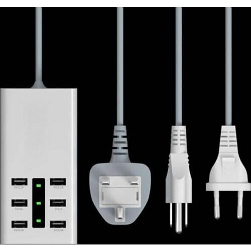 Smart Quick 2.0 USB Charger EU Plug UK US Extension Cable Socket Fast Charging Travel Power Strip With USB 6 Port Power Supply