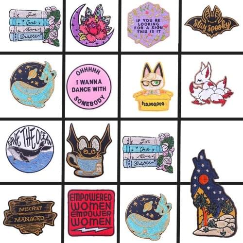 Wolf Embroidered Patches For Clothing Iron on Clothing Accessories Applique Decor Letter Fusible Sewing Clothes Patches Sticker