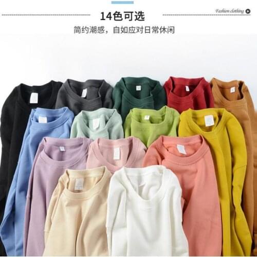 100% Cotton High Quality Long-sleeved Ultra-dalian Hoodie Womens Sweatshirt Ladies Round Neck Long-sleeved Sweater Pullover Top