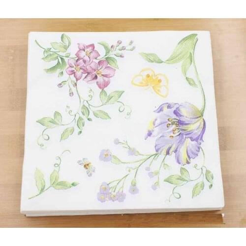 Ynaayu 20pcs/set Simple Napkins Flower Party Supplies Butterfly Disposable Tableware For Event Party Decoration