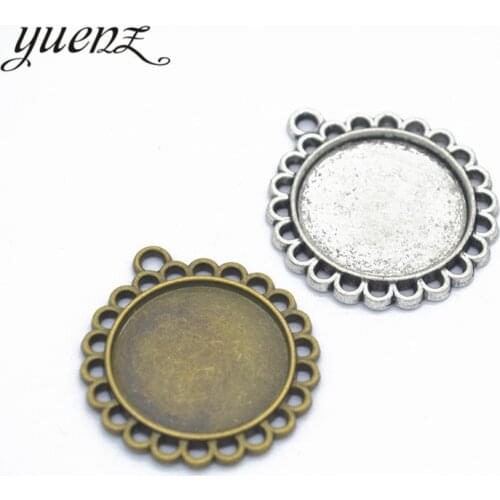 YuenZ 5pcs 2 Colors Necklace Pendant Setting Cabochon Base Tray Bezel Blank Fit 19*19mm Round Cabochon Jewelry Making C11
