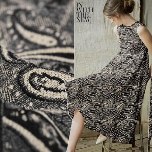 Castle Paisley jacquard jumble jacquard heavy linen fabric and winter skirt fabric A122