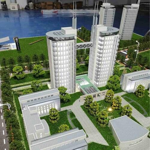 1\150 N Scale Twin Towers High-End Architectural Building Model With Corridor gifts for Children Adult DIY twin building Toys