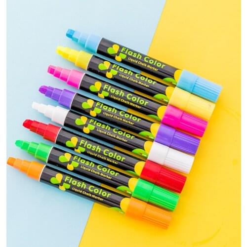1PC New Creative Flash Color Erasable Highlighter For Fluorescent Plate Pens Creative Liquid Chalk Marker Korean Stationery