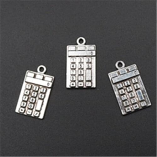 10pcs Silver Plated Calculator Charm Earrings Bracelet Pendants DIY Retro Metal Jewelry Handicraft Making 23*13mm A609