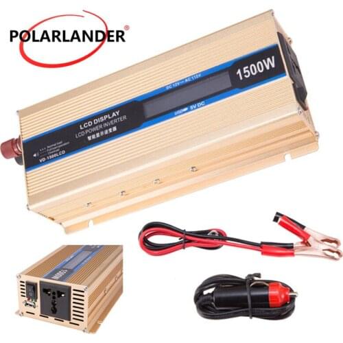 1500W Adapter Single USB Gold Universal Converter Vehicle Car Inverter Power Supply Switch 12V/24V To 110V/220V Aluminium Alloy