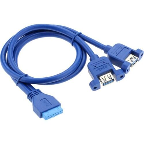 19pin weibliche header zu Dual USB 3,0 A Buchse port Kabel Motherboard 20P USB zu 2 USB 3,0 Splitter kabel mit Schrauben löcher