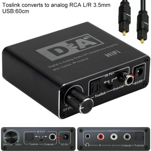 192kHz HiFi Digital Optical Coaxial to Toslink Analog RCA L/R 3.5mm Jack Audio Converter