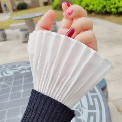 2Pcs/Pair 4 Styles Women Girls Fake Flare Sleeves Floral Lace Pleated Ruched False Cuffs Sweater Blouse Apparel Wrist Warmers