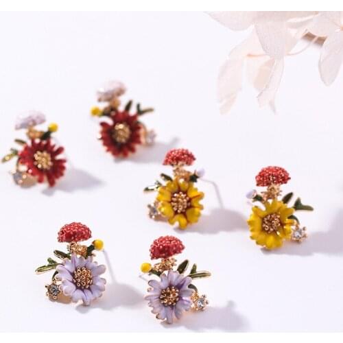 2019 Korean Fashion Jewelry Sweet Drops Mushroom Flowers Leaves Earringsfor women gift