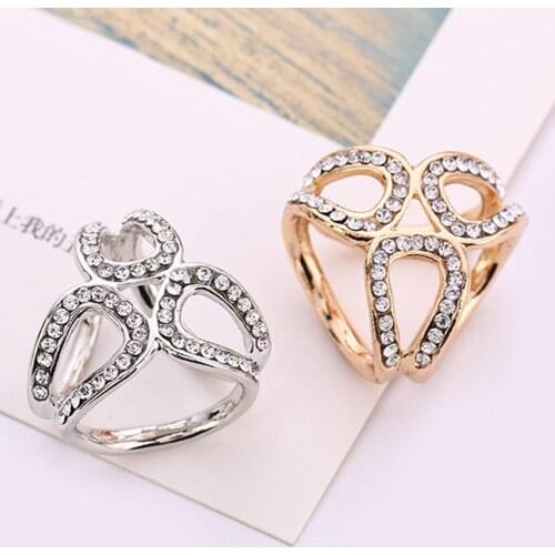 3-Ring Rhinestone Inlaid Shawl Scarf Buckle Brooch Pin Silk Clip Decor Accessories ethnic style flowers stewardess jewel