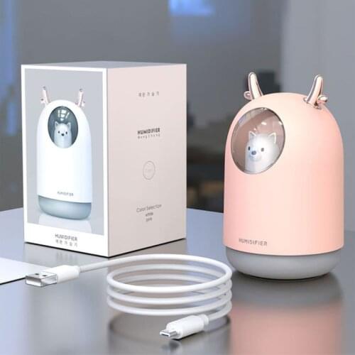 300ml Cute Cartoon Bear LED Ultrasonic USB Air Humidifier Aroma Essential Table Oil Diffuser Mist Maker for Home Office