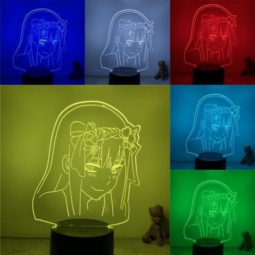 3D Nightlight Anime Darling In The Franxx 02 Headband Smile Action Figure 7 Colors Touch Optical Illusion Table Lamp Gift Room