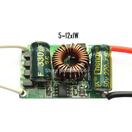 5-12*1W DC to DC LED Driver input DC 12~24V output 12~46V 300mA for 5W 6W 7W 9W 10W 12W LED Light Lamp Beads in series