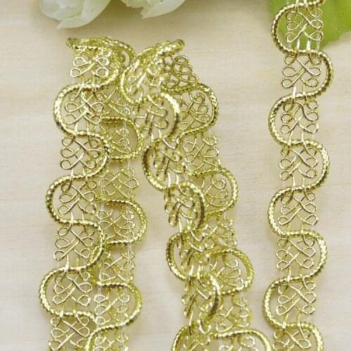 5Meters Lace Trim Fabric Sewing Lace Gold Silver S Braided Lace Ribbon Curve Lace DIY Clothes Accessories Wedding Crafts