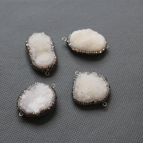 5pcs per Lot White Druzy Crystal Necklace Pendant, Top Drilled Nuggets Gems Stone Chunks, DIY Fashion Women Jewelry Making Beads