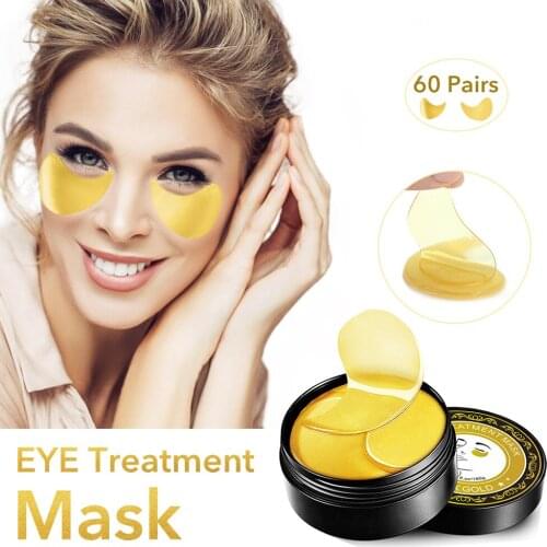60Pcs Eye Mask 24K Gold Eye Patch Seaweed Eye Gel Remove Dark Circles Anti-Puffiness Anti-Aging Moisturizing Eyes Care Cream