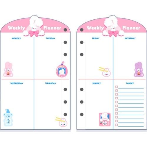 A6 Notebook Refill 6 Ring Journal Core Spiral Replacement Journal Cute Kawaii Note Book Weekly Grid Blank Line Diary Paper Core