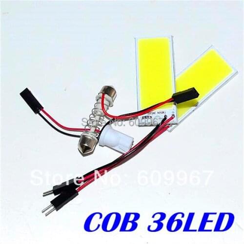 Free Shipping 2pcs/lot dome light 36led SMD COB LED Car Panel led light Interior Room Car Light Bulb Lamp with 2 Adapters