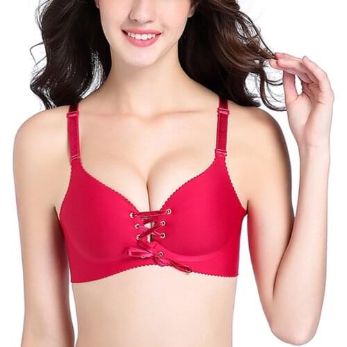 Seamless Sexy Push Up Bra Female Lingerie Breathable Soft Plus Size Brassiere Fashion Adjustable Cross Drawstring Bralette