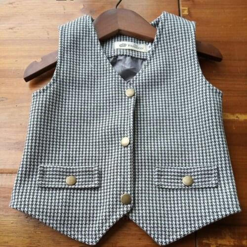 Kids Boys Gentleman Wedding Plaid Party Formal vest v-enck waistcoat top Wear