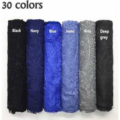 Double Side Edges Floral Lace Scarf Muslim Viscose Hijab Women Plain Maxi Muffler Shawl Tudung Turban Turkish Hijabs Wholesale